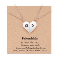 Lanqueen BFF Friendship Necklace for 2 Magnetic Best Friend Necklaces BFF Gifts for 2 Matching Heart Best Friends Forever Pendant Necklaces Set