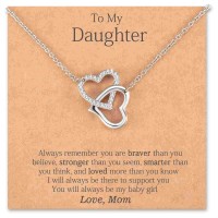 Lanqueen Grandma/Mom/Daughter/Granddaughter Necklace Interlocking Heart Necklace Mothers Day Birthday Gifts-LCA017-DT