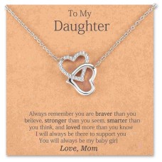 Lanqueen Grandma/Mom/Daughter/Granddaughter Necklace Interlocking Heart Necklace Mothers Day Birthday Gifts-LCA017-DT