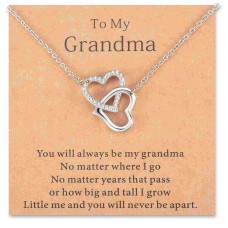 Lanqueen Grandma/Mom/Daughter/Granddaughter Necklace Interlocking Heart Necklace Mothers Day Birthday Gifts-LCA017-NANA