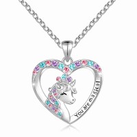 Lanqueen Unicorn Necklace/Hypoallergenic Earrings for Girls Lovely Gifts for Daughter Granddaughter Girls Birthday Party-LCA007-Crown DJS