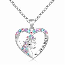 Lanqueen Unicorn Necklace/Hypoallergenic Earrings for Girls Lovely Gifts for Daughter Granddaughter Girls Birthday Party-LCA007-Crown DJS