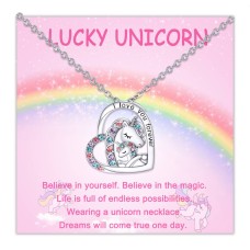 Lanqueen Unicorn Necklace/Hypoallergenic Earrings for Girls Lovely Gifts for Daughter Granddaughter Girls Birthday Party-LCA007-MD DJS Necklace