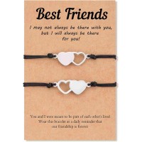 Lanqueen 2/3Pcs Best Friend Bracelets Friendship Bff Matching Distance Heart Bracelet for Women Teen Girls-LCA010-Heart BFF-2