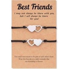 Lanqueen 2/3Pcs Best Friend Bracelets Friendship Bff Matching Distance Heart Bracelet for Women Teen Girls-LCA010-Heart BFF-2