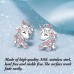 Lanqueen silver Unicorn Hypoallergenic Earrings Christmas Birthday Party Jewelry Gift for Girls Women-LCA020-B