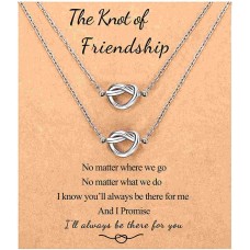 Lanqueen Best Friend Necklaces for 2 Forever Love Knot Infinity Friendship Necklace Jewelry Bridesmaid Birthday Gifts for 2 Teen Girls Women Best Friend Sisters-LCA023