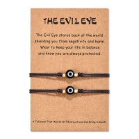 Lanqueen Evil Eye Bracelets Handmade Good Luck Protection Wish Bracelet for Girls Boys Women Mens-evil eye-1-B-3