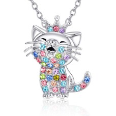 Girls Jewelry Cat Necklace Kitty Jewelry for Girl Cat Gifts for Cat Lovers Necklace for Teen Girls Granddaughter Daughter Gifts from Mom Dad LQ cat necklace-Crown