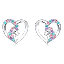 Lanqueen Unicorn Necklace/Hypoallergenic Earrings for Girls Lovely Gifts for Daughter Granddaughter Girls Birthday Party-LCA007-DJS Earring-Heart