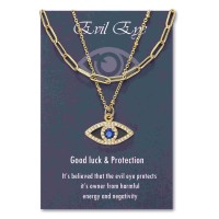 Lanqueen Layered Evil Eye Necklace 18K Gold Plated Blue Third Eye Layering Chocker Necklace Protection Mal De Ojo Nazar Amulet Jewelry Gift for Women Girls Daughter Mother Sister-LCA009-EVILEYE Layered