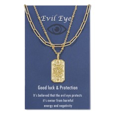 Lanqueen Layered Evil Eye Necklace Evil Eye Necklace Gold Mal De Ojo Amulet Nazar Third Eye Necklace Protection Jewelry Gifts for Women Girls---LCA009-gold necklace