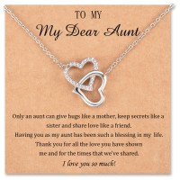 Lanqueen Aunt Gifts, Auntie Aunt Gifts from Niece Gifts from Auntie, Aunt and Niece Necklace Aunt Birthday Gifts-LCA017-AUNT