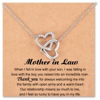 Lanqueen Mother in Law Gifts from Daughter in Law, Interlocking Heart Neklace Christmas Gifts, Birthday Thanksgiving, Mothers day, Wedding Jewelry Gifts for Mom, Mother of Groom, Women---LCA017-Mother In Law