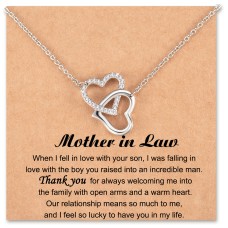 Lanqueen Mother in Law Gifts from Daughter in Law, Interlocking Heart Neklace Christmas Gifts, Birthday Thanksgiving, Mothers day, Wedding Jewelry Gifts for Mom, Mother of Groom, Women---LCA017-Mother In Law