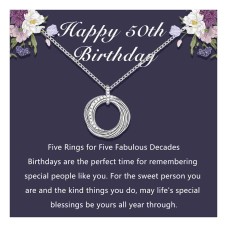 Lanqueen 30th 40th 50th 60th Birthday Gifts for Women, Silver Happy Birthday Jewelry Gift for Her Friend Daughter Sister Girlfriend Family-LCA026-50th