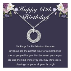 Lanqueen 30th 40th 50th 60th Birthday Gifts for Women, Silver Happy Birthday Jewelry Gift for Her Friend Daughter Sister Girlfriend Family-LCA026-60th