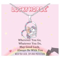 Lanqueen Unicorn Necklace for Girls Crystal Pendant Necklaces Unicorn Jewelry for Teens Girls Daughter Granddaughter Birthday Party Gift-LCA011-DJS B Neck