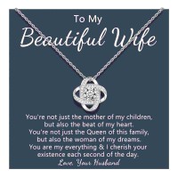 Lanqueen Gifts for Wife Birthday Gifts for Her Silver Cubic Zirconia Love Knot Pendant Necklace to My Wife Women Wedding Anniversary Birthday Gifts valentines day Gifts-LCA030-WF Necklace