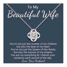 Lanqueen Gifts for Wife Birthday Gifts for Her Silver Cubic Zirconia Love Knot Pendant Necklace to My Wife Women Wedding Anniversary Birthday Gifts valentines day Gifts-LCA030-WF Necklace