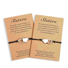 Lanqueen Sister Gifts from Sister Matching Sisters Bracelets Best Friends Friendship Heart Distance Bracelet Birthday Gifts for 2 Little Younger Sister Girls Women-LCA031-SISTER-2