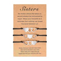 Lanqueen Sister Gifts from Sister, 3 Sisters Bracelets Matching Heart Best Friends Friendship Distance Bracelets Sister Birthday Gifts for 3 Big Middle Little Younger Sister Girls Women-LCA031-SISTER-3