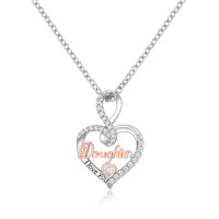 Lanqueen Daughter Necklace Gifts from Mom Dad, Infinity Heart Pendant Necklace Christmas Jewelry Birthday Mothers Day Gifts for Daughter-LCA032-DAUGHTER