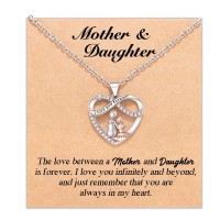 Lanqueen Mother Daughter Necklace Mother Daughter Gift from Mom, Infinity Heart Pendant Necklace Jewelry Birthday Christmas Mothers Day Gifts for Daughter Mom Teen Girls Women-LCA033-MOM