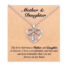 Lanqueen Mother Daughter Necklace Mother Daughter Gift from Mom, Infinity Heart Pendant Necklace Jewelry Birthday Christmas Mothers Day Gifts for Daughter Mom Teen Girls Women-LCA033-MOM