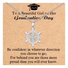 Lanqueen Graduation Gifts for Her 2022 Compass Necklace for Women Girls, Gifts for Students Granddaughter Daughter Best Friends Coworker Classmate Rudder Necklace-LCA036-Compass Necklace Blue