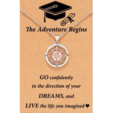 Lanqueen Graduation Gifts for Her 2022 Rotate Compass Necklace for Women Girls, Sobriety Gifts for Students Granddaughter Daughter Best Friends Coworker Classmate-LCA036-Compass Necklace