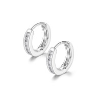 Lanqueen Hypoallergenic Huggie Hoop Earrings for Men Women 18k Gold Plated Stainless Steel for Sensitive Ears Nickel Free Jewelry 15mm Silver---LCA040-S-CIRCLE 15