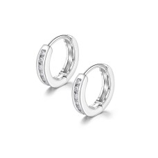 Lanqueen Hypoallergenic Huggie Hoop Earrings for Men Women 18k Gold Plated Stainless Steel for Sensitive Ears Nickel Free Jewelry 15mm Silver---LCA040-S-CIRCLE 15