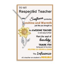 Lanqueen Teacher Necklaces, Best Teacher Appreciation Gifts for Women, Teacher Gifts from Student Sunflower Necklace Jewelry-LCA041-Sunflower teacher Neck