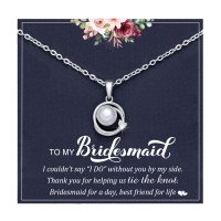 Lanqueen Bridesmaid Gifts Pearl & Knot Pendant Necklace from Bride, Bridesmaid Jewelry Wedding Gifts for Woman with Bridesmaid Cards for Wedding-LCA047