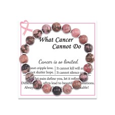 Lanqueen Breast Cancer Gifts Bracelets for Women Breast Cancer Accessories Inspirational Bracelets for Women Girls Natural Stone Beaded Motivational Encouragement Inspirational Gifts for Women Girls Best Friend Sister---LCA052-01