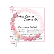 Lanqueen Breast Cancer Gifts Bracelets for Women Breast Cancer Accessories Inspirational Bracelets for Women Girls Natural Stone Beaded Motivational Encouragement Inspirational Gifts for Women Girls Best Friend Sister Pink Ribbon---LCA052-02 ribbon charm