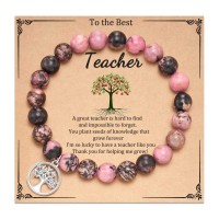 Lanqueen Teacher Gifts, Teacher Gifts for Women, Teacher Appreciation Gifts Kindergarten Preschool Teacher Thank you Present Jewlery Teacher Must Haves Bracelet for Teacher Dark Pink---LCA053-dark pink