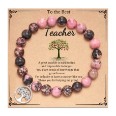 Lanqueen Teacher Gifts, Teacher Gifts for Women, Teacher Appreciation Gifts Kindergarten Preschool Teacher Thank you Present Jewlery Teacher Must Haves Bracelet for Teacher Dark Pink---LCA053-dark pink