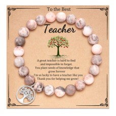 Lanqueen Teacher Gifts, Teacher Gifts for Women, Teacher Appreciation Gifts Kindergarten Preschool Teacher Thank you Present Jewlery Teacher Must Haves Bracelet for Teacher Pink---LCA053-pink