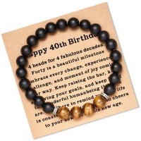 Lanqueen Birthday Gifts for Men, 40th Birthday Bracelet Gifts for Men Him Happy 40th Birthday Gifts Unique Funny Turning 40 Year Old 40th Birthday Gift Ideas for Husband Son Brother Father Friend Family Coworker Boyfriend---LCA055-MEN 40