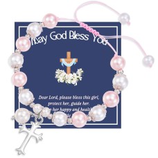 Baptism Christening Gifts for Girl Baptism Bracelet  First Communion Gifts for Girls Baptismal Gifts for Girls Goddaughter(Cross.) T021-cross