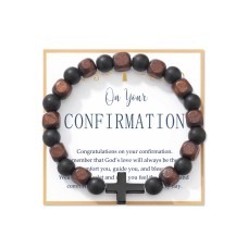  Lanqueen Confirmation Gifts, Confirmation Gifts for Teenage Christian Gifts for Men Confirmation Sponsor Gifts Holy Catholic Christian Bracelets First Communion Gifts T021-boy-confirmation