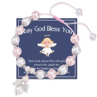 Baptism Christening Gifts for Girl Baptism Bracelet First Communion Gifts for Girls Baptismal Gifts Angel Bracelet for Girls Goddaughter Gifts (Angel.) LQT021-angel