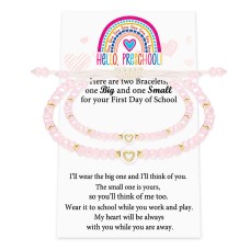 First Day of School Bracelets for Mom and Daughter Back to School Gifts Bracelet Mommy and Me Daughter Gift from Mom Mother Daughter Bracelets for 2 LQT023-preschool