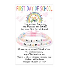 First Day of School Bracelet, First Day of School Bracelets for Mom and Daughter Back to School Mother daughter Bracelet Mommy and Me Bracelets for 2 Daughter Gift from Mom  T023-colored-first day