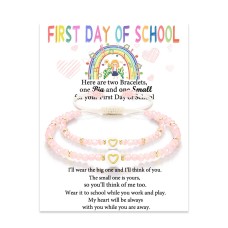 First Day of School Bracelets for Mom and Daughter First Day of First Grade Bracelet Back to School Bracelet Gift Mommy and Me Mom Mother Daughter Bracelets Mother Daughter Gift for 2  T023-heart-first day