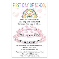 First Day of School Bracelet, First Day of School Bracelets for Mom and Daughter Back to School Mother daughter Bracelet Mommy and Me Bracelets for 2 Daughter Gift from Mom 	 T023-pearl-first day