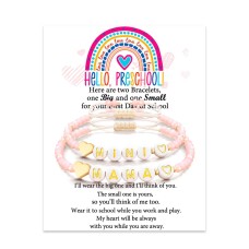 First Day of School Bracelets for Mom and Daughter Back to School Gifts Bracelet Mommy and Me Daughter Gift from Mom Mother Daughter Bracelets for 2 T023-letter-pre