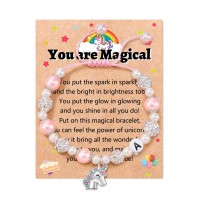 Unicorn Gifts for Girls Age 6-8, Birthday Gifts for Girls, Little Girls Jewelry Unicorn Gifts for Girls Initial Bracelet for Unicorn Lover Daughter Nice Granddaughter T029-A